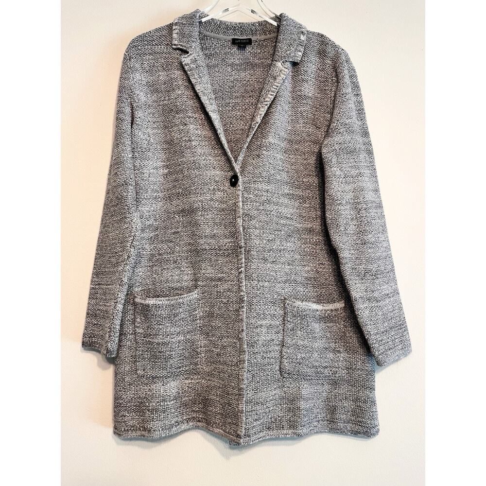 J. Jill Wearever Collection Gray Cotton Blend Sweater Cardigan Blazer Medium